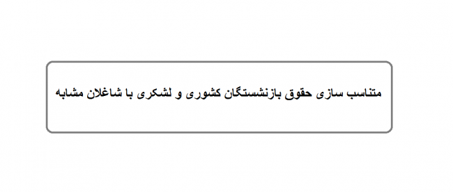 متناسب سازی حقوق بازنشستگان کشوری و لشکری با شاغلان مشابه متناسب سازی حقوق بازنشستگان کشوری و لشکری با شاغلان مشابه